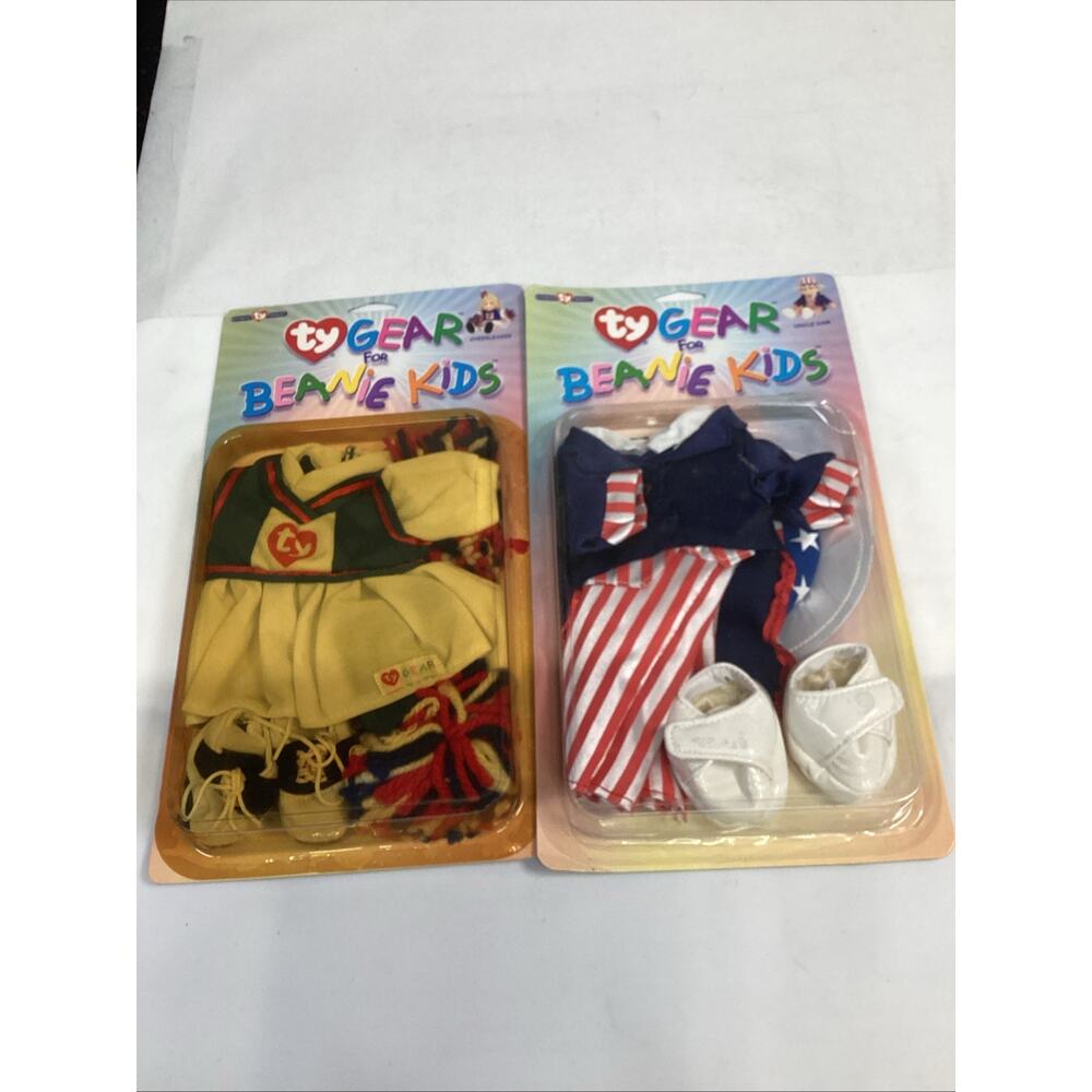 Lot of 2 Ty Gear For Beanie Kids - Cheerleader & Uncle Sam - New